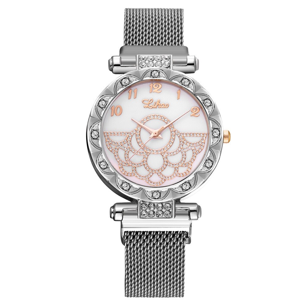 Vrouwen Horloges Luxe Strass Rose Goud Dames Horloges Legering Magnetische Vrouw Armband Horloge Klokken Relogio Feminino Часы