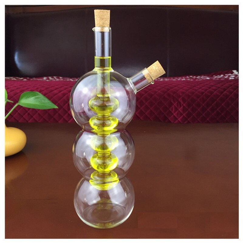 de doble capa botella de vidrio con especias de Oliva de vidrio frasco de aceite de botella de vinagre de olla dispensador de salsas decorar herramientas de cocina
