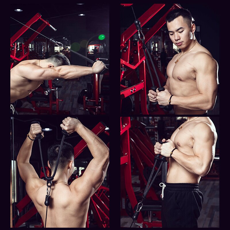 Biceps Triceps Back Rope Lat Pull Down Handle Grips Home Gym Fitness Pulley Cable System Machine Equipment Rowing Bar Accessorie