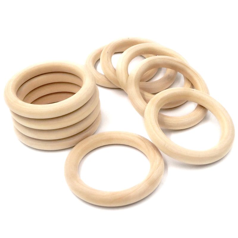 54pcs/set Baby Wooden Teething Ring Infants Toddlers DIY Teethers Pendant Natural Wood Toys