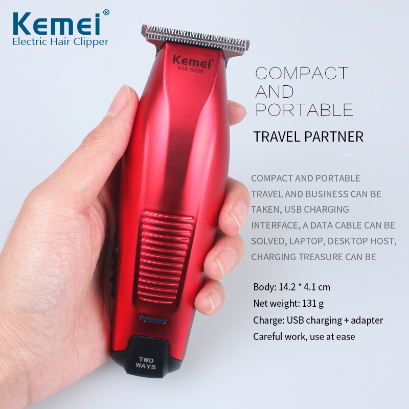 Salon Clipper Kemel-5026 0mm Baldheaded Trimer Kamei 0 mm Bald Head Kliper 0.1mm T Shape Zero Gap Blade Kmei Cut