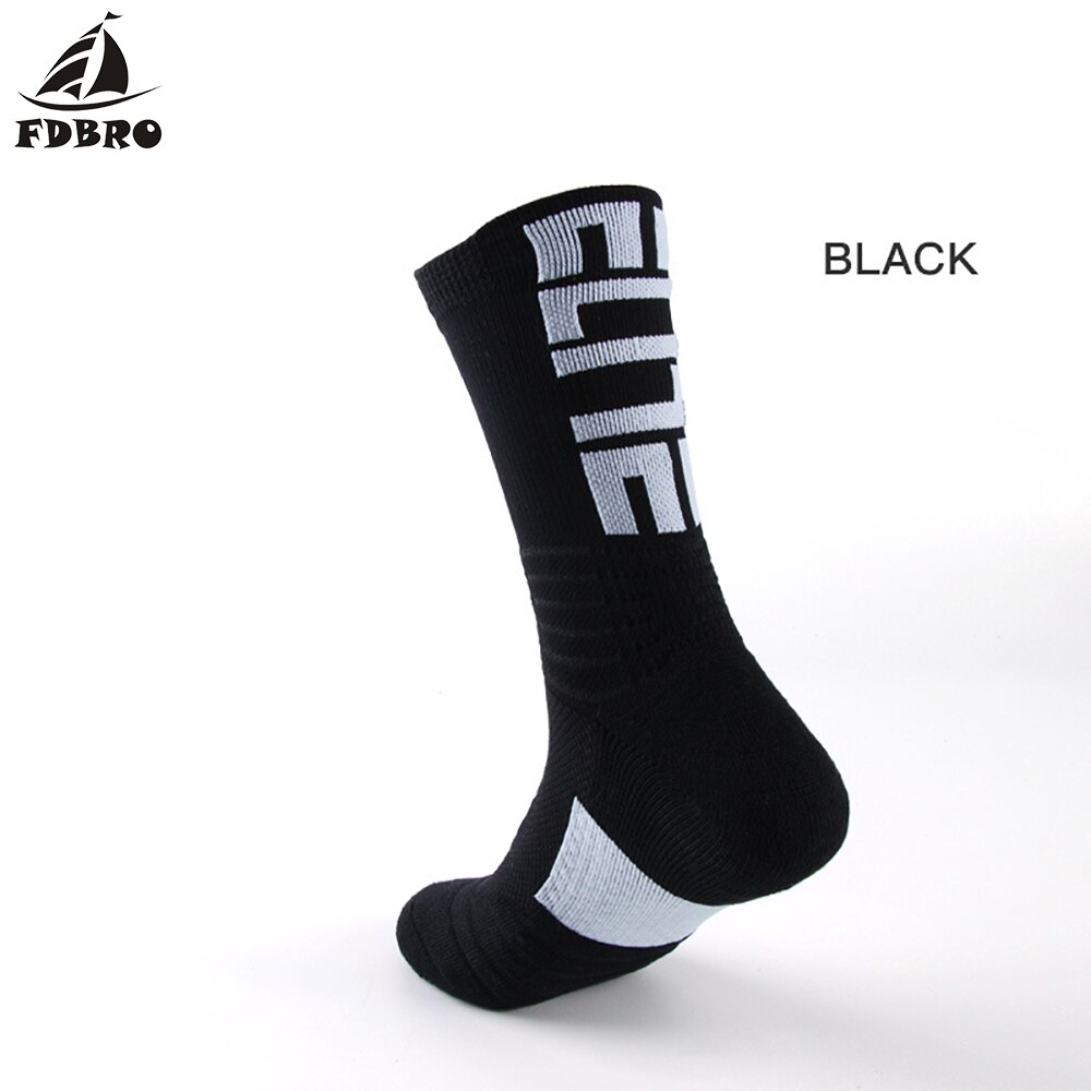 FDBRO, calcetín de deporte de Ciclismo de verano para hombre, calcetines deportivos para baloncesto, tendencia negra para hombre, amortiguación larga para senderismo, atlético, novedad de: Black