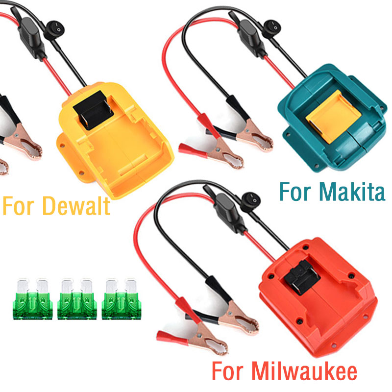 Adaptateur de batterie pour Makita/Dewalt/Milwaukee, convertisseur de batterie Li-Ion 18V 20V, connecteur d'alimentation avec fusible équipé