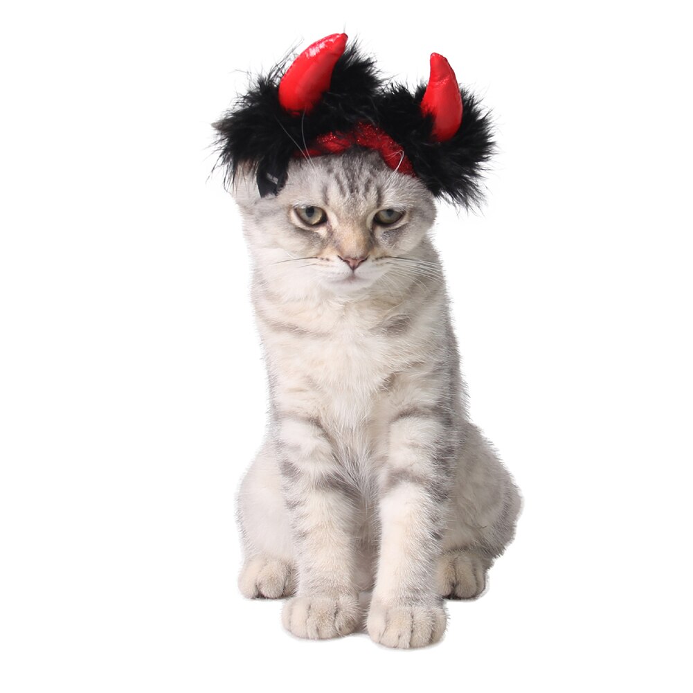 Halloween diable mignon chat de compagnie chiot casquette décoration fournitures corne chapeau chat accessoires