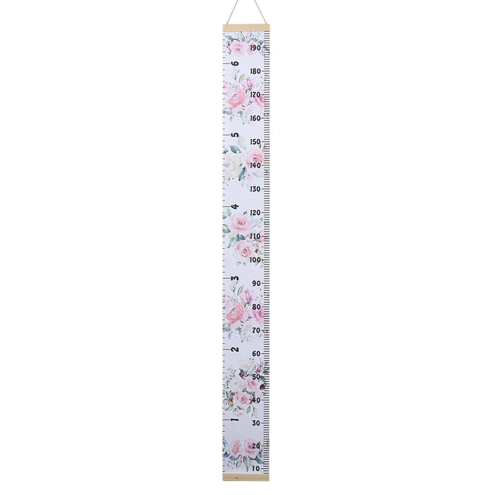 Height Measure Ruler Kids Waterproof DIY Simple Home Decorative Baby Growth Charts Canvas Hanger with Stick: E