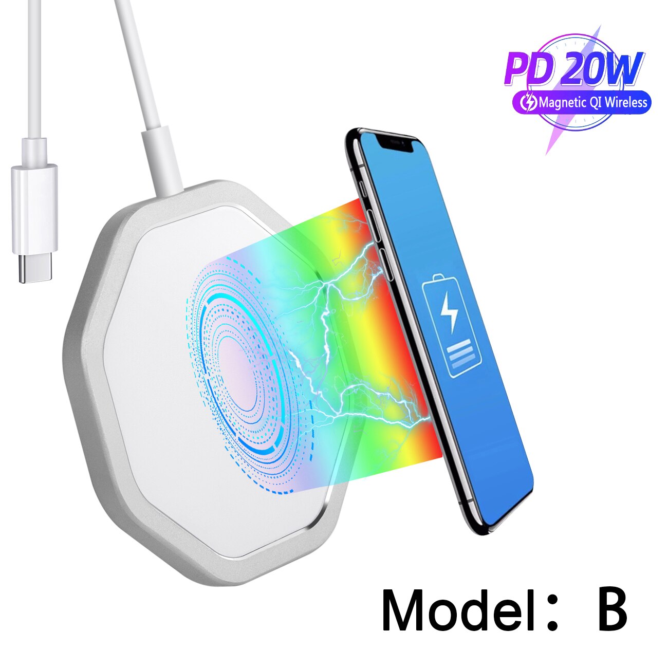 Draadloze Magnetische Charger 20W Snelle Oplader Voor Iphone12 Serie Qi Model Draadloze Opladen Voor Xiaomi Huawei USB-C Charger