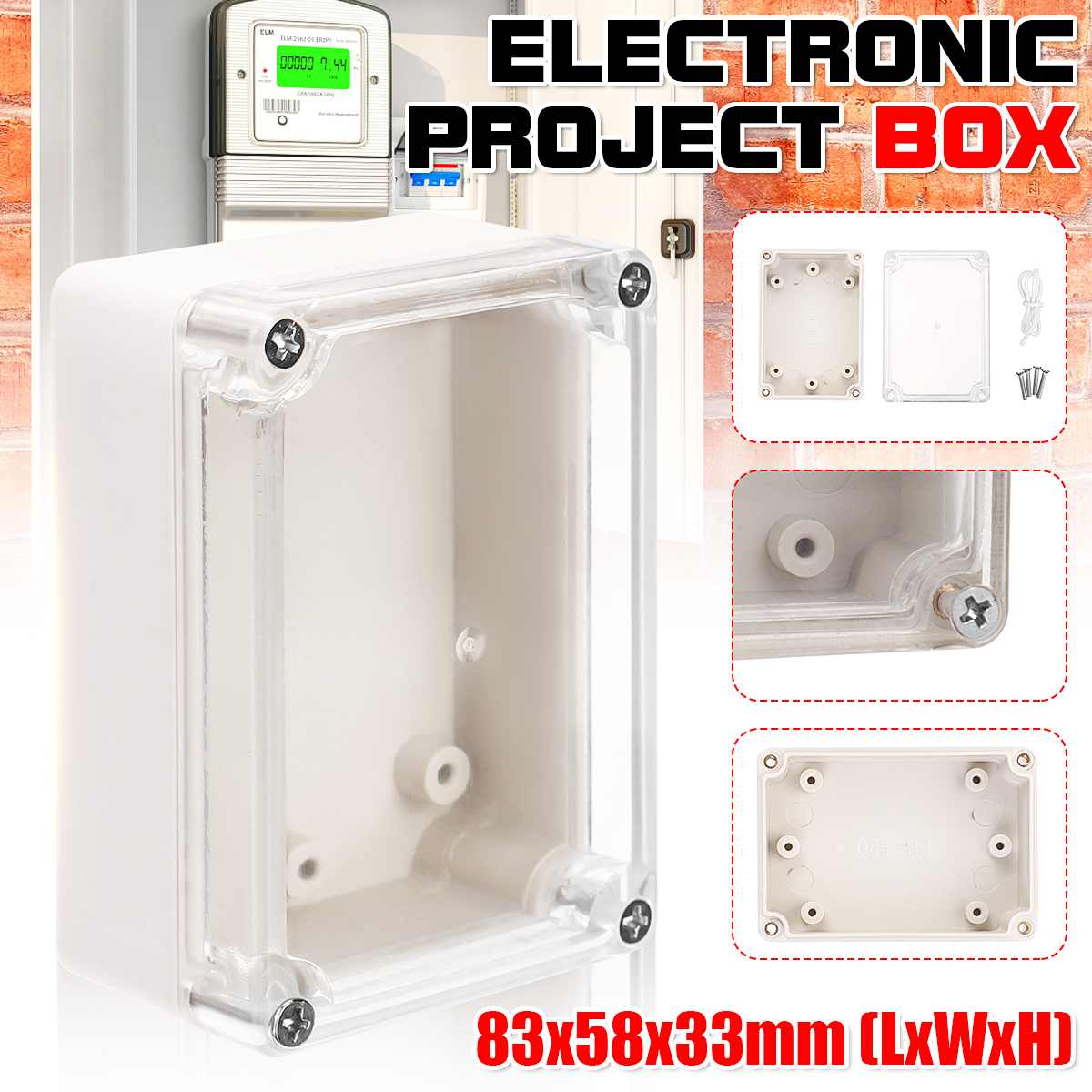 6 Size Waterproof Plastic Enclosure Box Electronic Project Instrument Case Electrical Project Box Outdoor Junction Box Housing: A 83x58x35