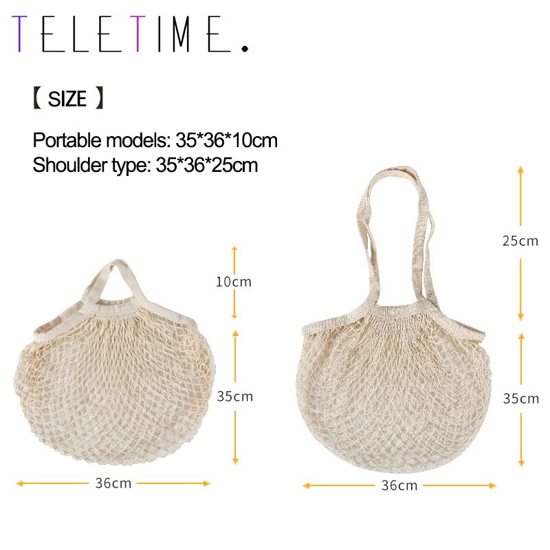 Neue Wiederverwendbare Taschen für Obst Gemüse Tasche Baumwolle Gittergewebe Schnur Organizer Handtasche Kurze/Lange Griff Netz Einkaufen Taschen tote