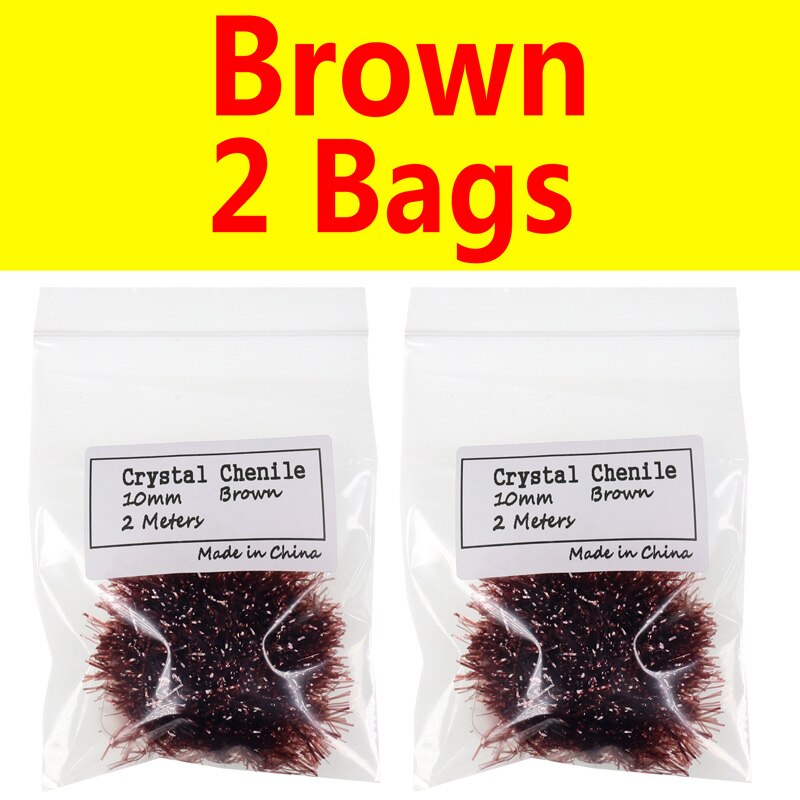 Bimoo 2 Bags 10mm Wide Crystal Flash Tinsel Hackle Flash for Fly Tying Streamer Egg Fly Salmon Fly Trout Salmon Lures: Brown 2 Bags