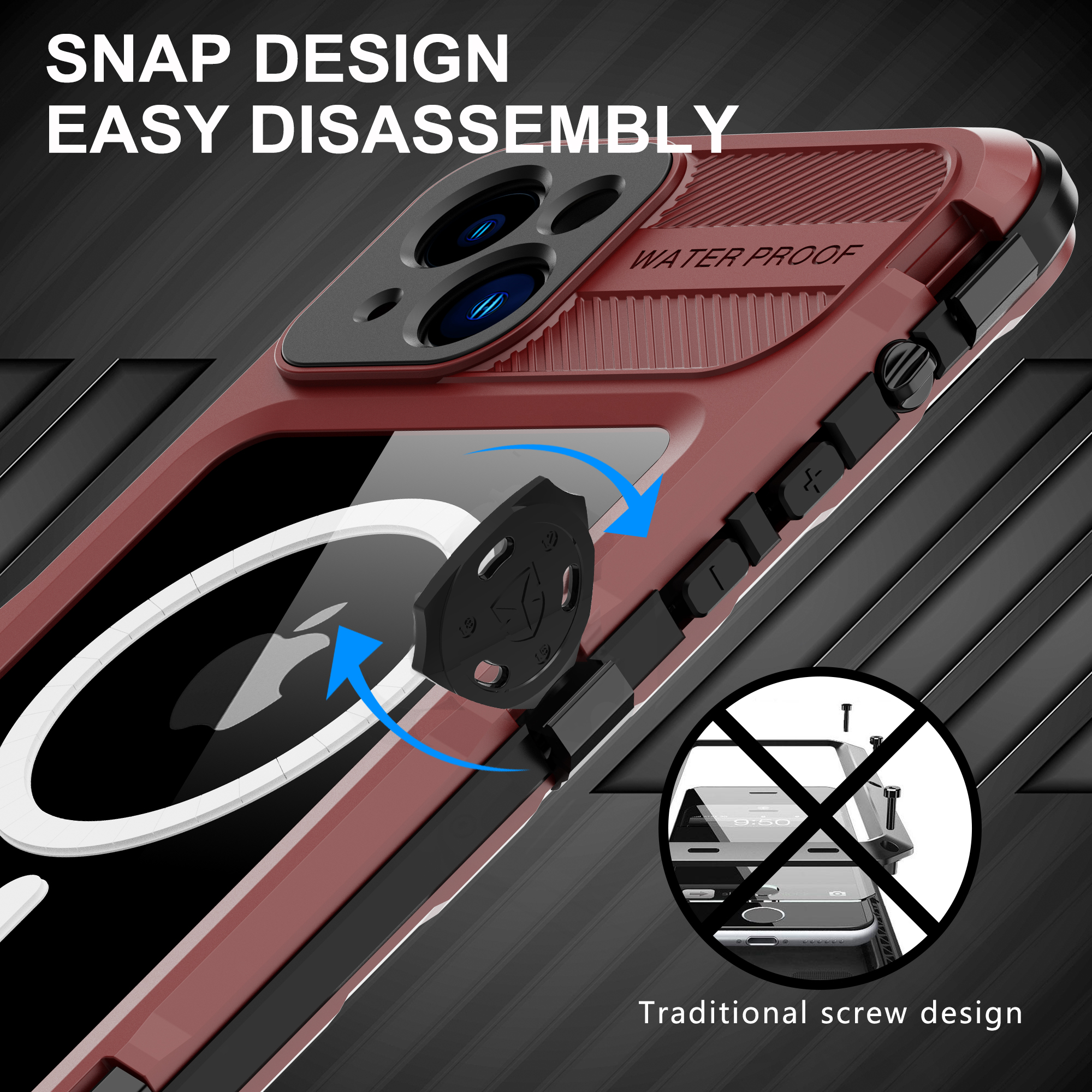 360 Waterdicht Metalen Hoesje Voor iPhone 15 Pro Max 16 Pro MagSafe Draadloos Opladen Duiken Schokbestendig Case Volledige Bescherming