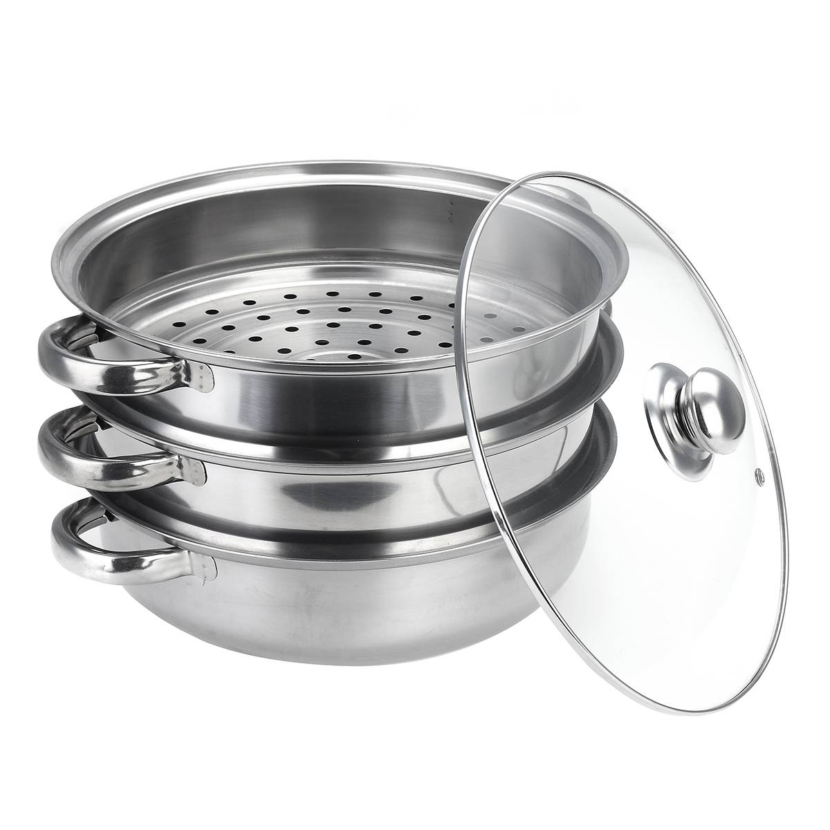 3 Layer Stainless Steel Pots Stockpot Hotpot Induction Steaming Food Steamer Pan Cookware Pots For Cooking Steamer Cooker: 3 layers