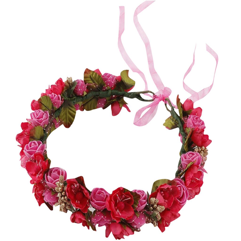 Ladies Bridal Flower Hair Circle Wedding Accessories Red Rose Hairpin Hair Jewelry weddings accessoire Bruids hoofddeksels: Hot Pink 