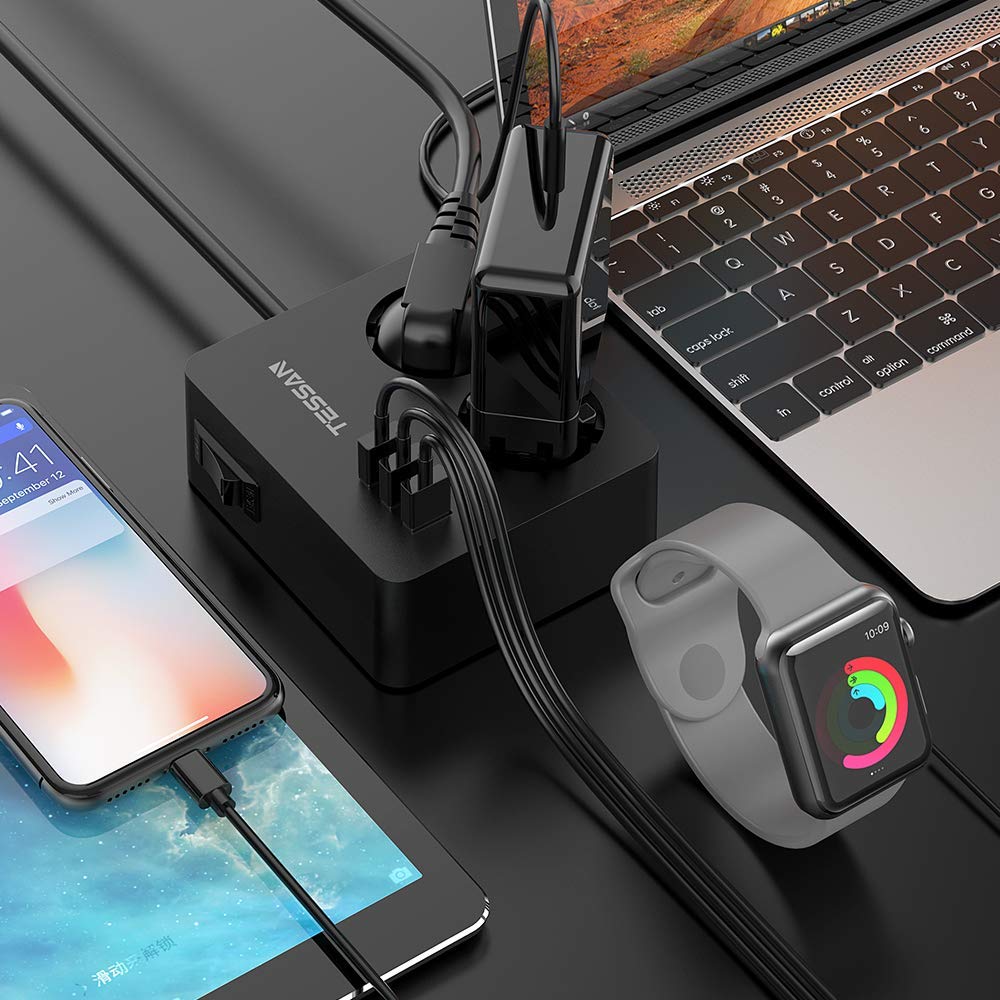 EU Multi Power Strip met 2 Outlet 3 USB Poorten en 1.5 M/5ft Cord Extension Reizen Draagbare Power socket Overbelasting Bescherming