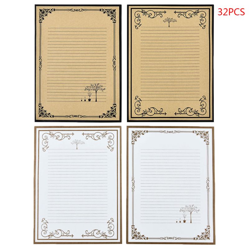 32 unidades/pacote retro carta de escrita papelaria romântico criativo estilo chinês rendas papel timbrado nota