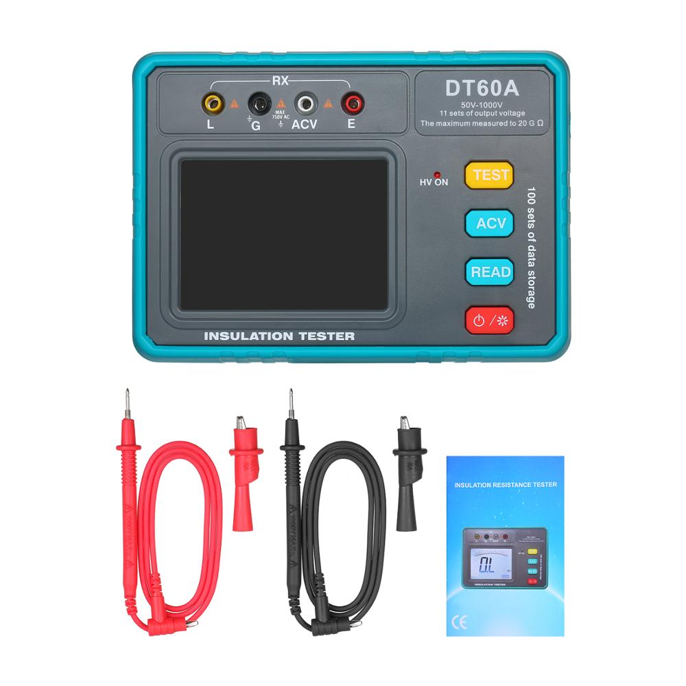 DT60A High Voltage Insulation Resistance Tester Battery Operated LED Digital Ohmmeter Megohmmeter Megger Megameter