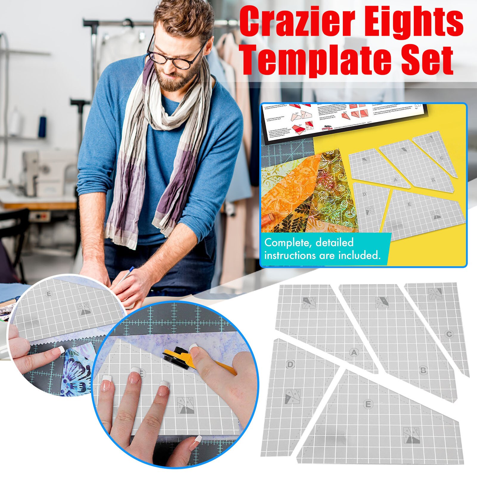 Acrylic Template 5pc Set Quilting Templates Arts Crafts Sewing Templates Sewing Tools DIY Accessory Shaped work ruler