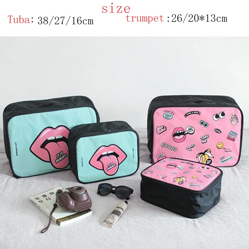 The Ms. Cosmetic bag Cute cartoon carry-on travel bag big mouth luggage bag clothing pull suitcase sorting bag Trav