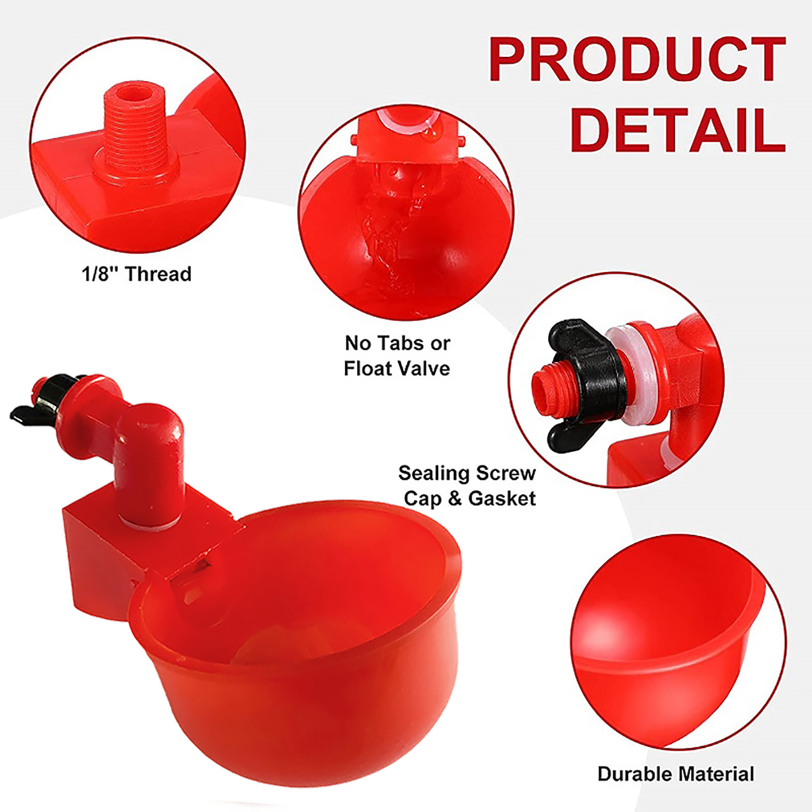10pcs Chicken Drinker Drinking Cups for Chickens red Quail Chicken Waterer Bowl Automatic Poultry Coop Feeder water Drinking Cup