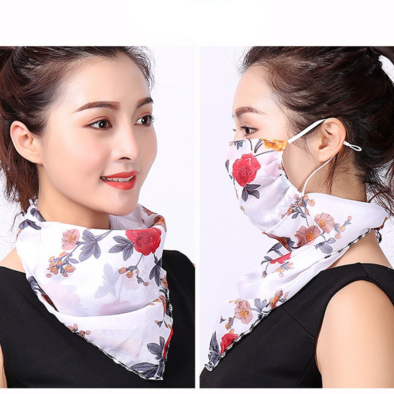 Rooxin Women Face Scarf Bandana with Ear Loops Outdoor Sport Cycling Face Mask Sun Protection Mask Neck Scarf for Hiking Camping: Type 4