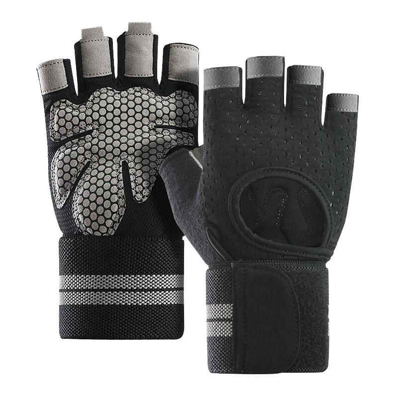 Hantelhandschuhe für Herren und Damen, Gewichtheben, Crossfit, Bodybuilding, trainieren, Sport, Fitnessstudio, Trainingshandschuhe, rutschfester Handgelenkschutz: Schwarz / S