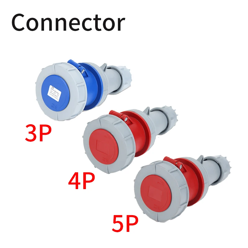 Industrial Plug and Socket 3P/4P/5Pin Electrical Connector 63A 125A IP67waterproof Wall Mounted Socket MALE FEMALE 220V 380V: Dark Grey / Under 5Pcs / 4P