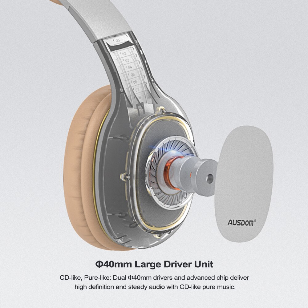 AUSDOM M09 Wireless Headphones Bluetooth 5.0 Headset Foldable Deep Bass Bluetooth Headphone for iPhone Xiaomi Support TF Card