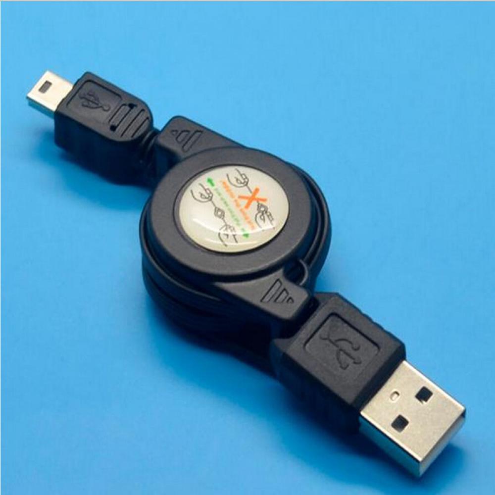 USB A Male to MiNI USB B 5 Pin Charging Data Sync Cable Black Retractable Data Sync Cable Data Cables