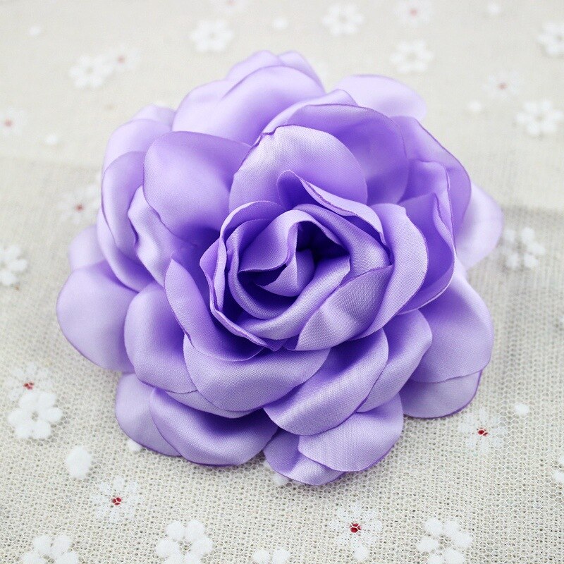 Brændte Satin Rose Blomster - Bryllupspynt DIY - 3 stk: 10 lys lilla