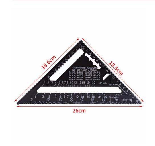 7/12inch Speed Square Metric Aluminum Alloy Triangle Ruler Squares for Measuring Tool Metric Angle Protractor Woodworking Tools: 7Metric