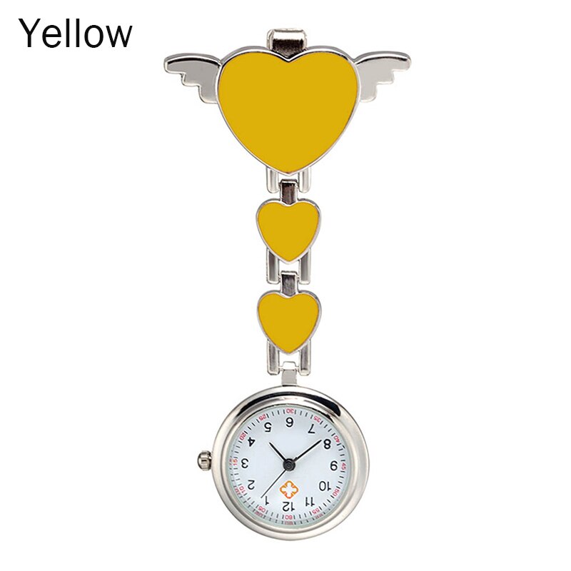 Relojes diales de bolsillo para enfermera, broche redondo de cuarzo con banda de Ángel, relojes colgantes para Doctor TT @ 88: Amarillo