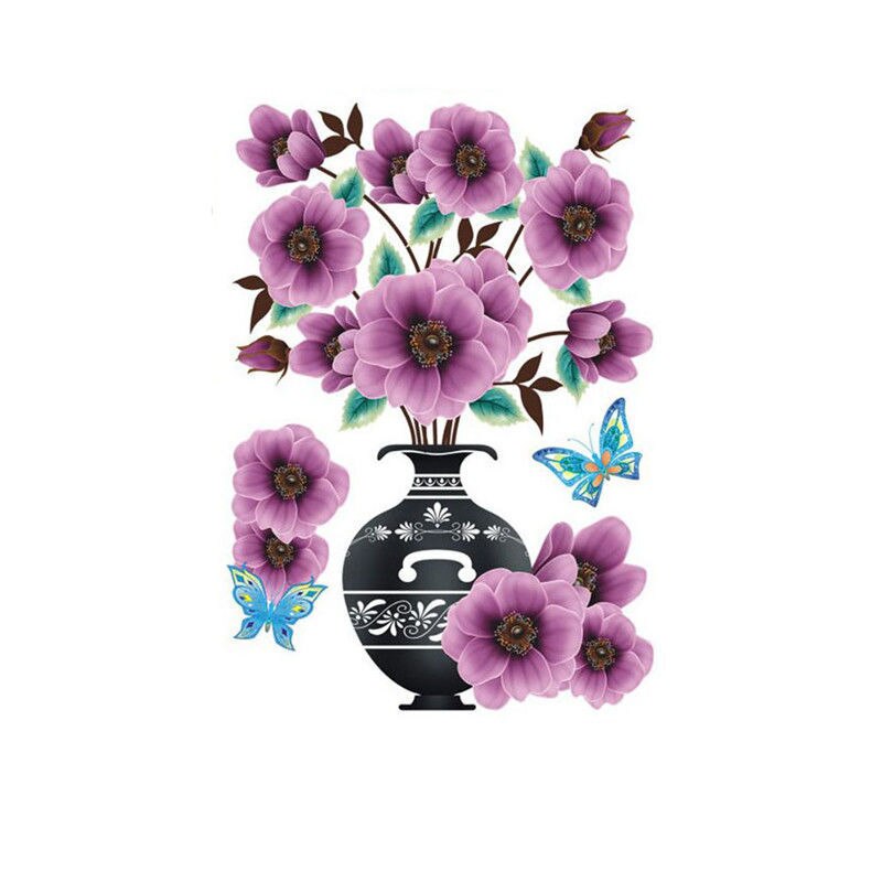 YIGUISI TikTok 1Pc Wasserdichte 3D Rose Blume Zauberstab Aufkleber Simulation Vase Dekoration Selbst-Klebstoff Zauberstab Aufkleber: Violett