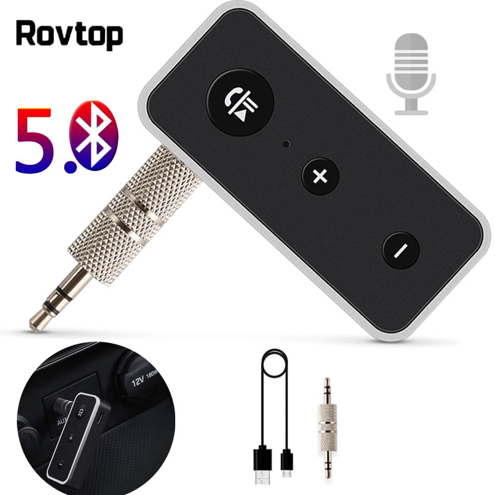 Rovtop Bluetooth 5.0 Audio Receiver Real Stereo Speaker Audio Ontvanger Bluetooth Adapter Voor Car Kit Draadloze Aux 3.5mm Jack