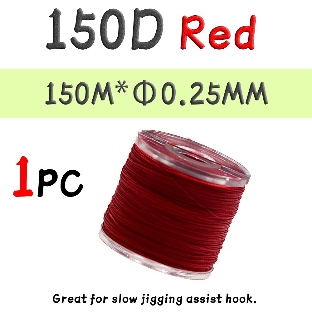 WIFREO 150D słonowodne wędkowanie spowolnienie Assist Jigging haki wiążące nici ręcznie dzianinowe nici Fishing Lure wiązanie muchowe Gear Tackle: 150D Red