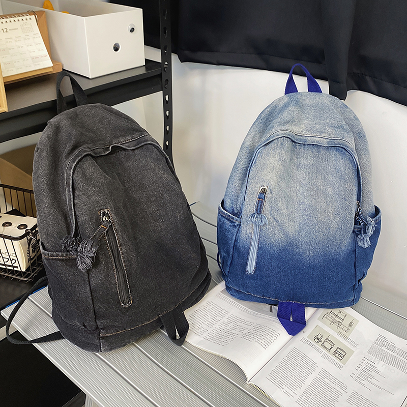 Damen-rucksack aus weichem canvas, gewaschen, schulrucksack aus denim, unisex-reiserucksack mit großem fassungsvermögen, damenrucksack