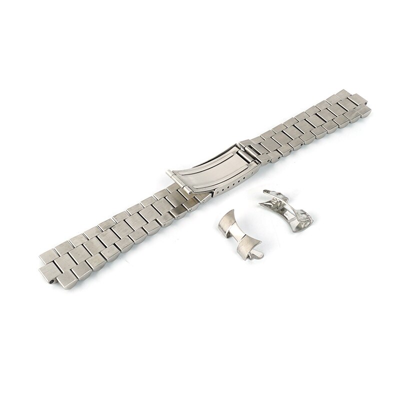 18mm 20mm brosse polonais solide en acier inoxydable président montre bracelet bande extrémité incurvée