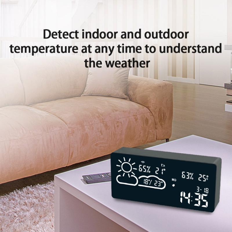 WIFI LED Digital Alarm Clock Radio With Temperature And Humidity Sensor Clock APP Control WIFI World Time Weather Forecast Clock