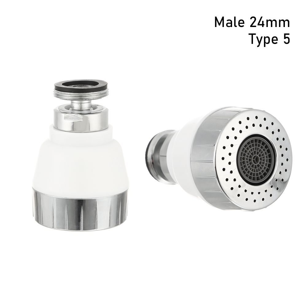 1PC Flexible 360 Degree Aerator Outlet Swivel Tap Water Saving Faucet Nozzle Sprayer Tap Head Sink Fitting Kitchen Supplies: Male 24mm-type5
