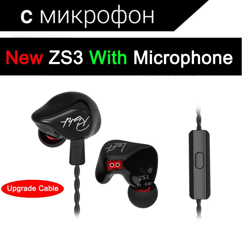 Kz ZS3E/ZS3 Oortelefoon Dynamische Hifi Stereo Headset In Ear Monitor Rode Sport Hoofdtelefoon Oordopjes Limited Versie Hoofdtelefoon: ZS3 With Mic