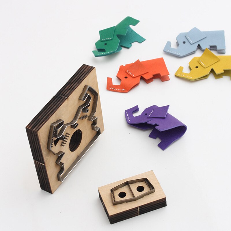 Gabarit en cuir en forme d&#39;éléphant mignon, bricolage poinçon Die sac artisanal ornements décor pendentifs pochoir de coupe outils en cuir