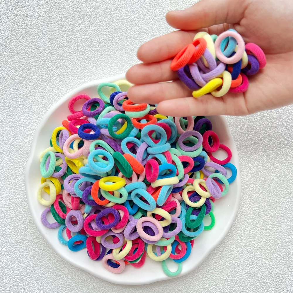 50/100/200 sztuk kolorowe podstawowe nylonowe gumki robić włosów dla dziewczynek kucyk utrzymać Scrunchie gumka dla dzieci podstawowe akcesoria robić włosów: XXS / Srebrny