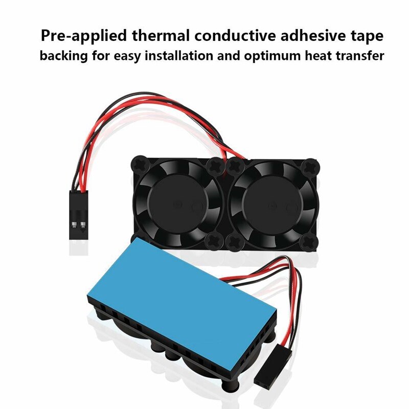 Refroidisseur pour Raspberry Pi 4 modèle B 4B/3B +, Double ventilateur avec dissipateur de chaleur