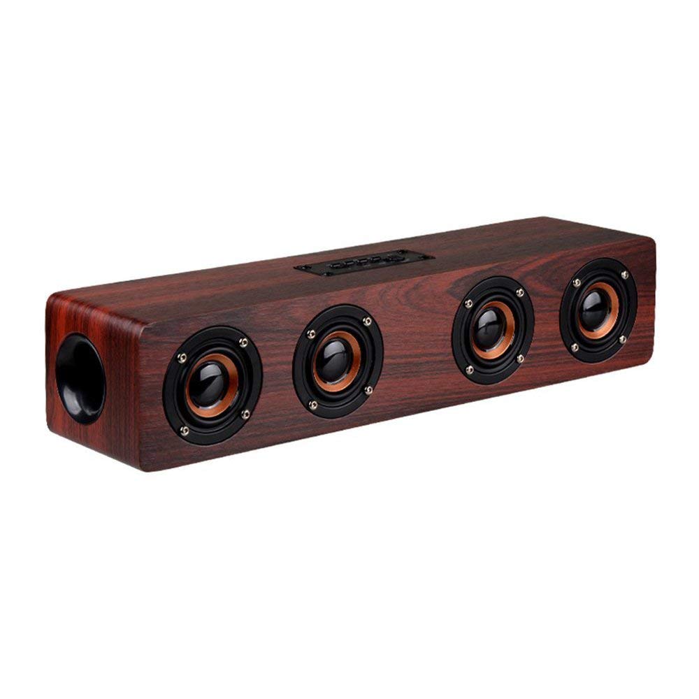 HYASIA Soundbar Bluetooth Speaker Wireless Wooden Desktop PC Speaker TV Support TF AUX Handsfree Audio for Bookshelf Phone Home: Red