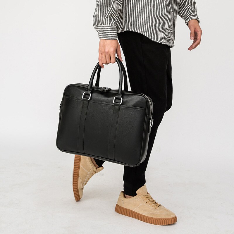 Kudian bear brand herre dokumentmappe læder håndtaske kontortasker til herre skuldertasker crossbody 14 tommer bærbar taske stor 014 pm49