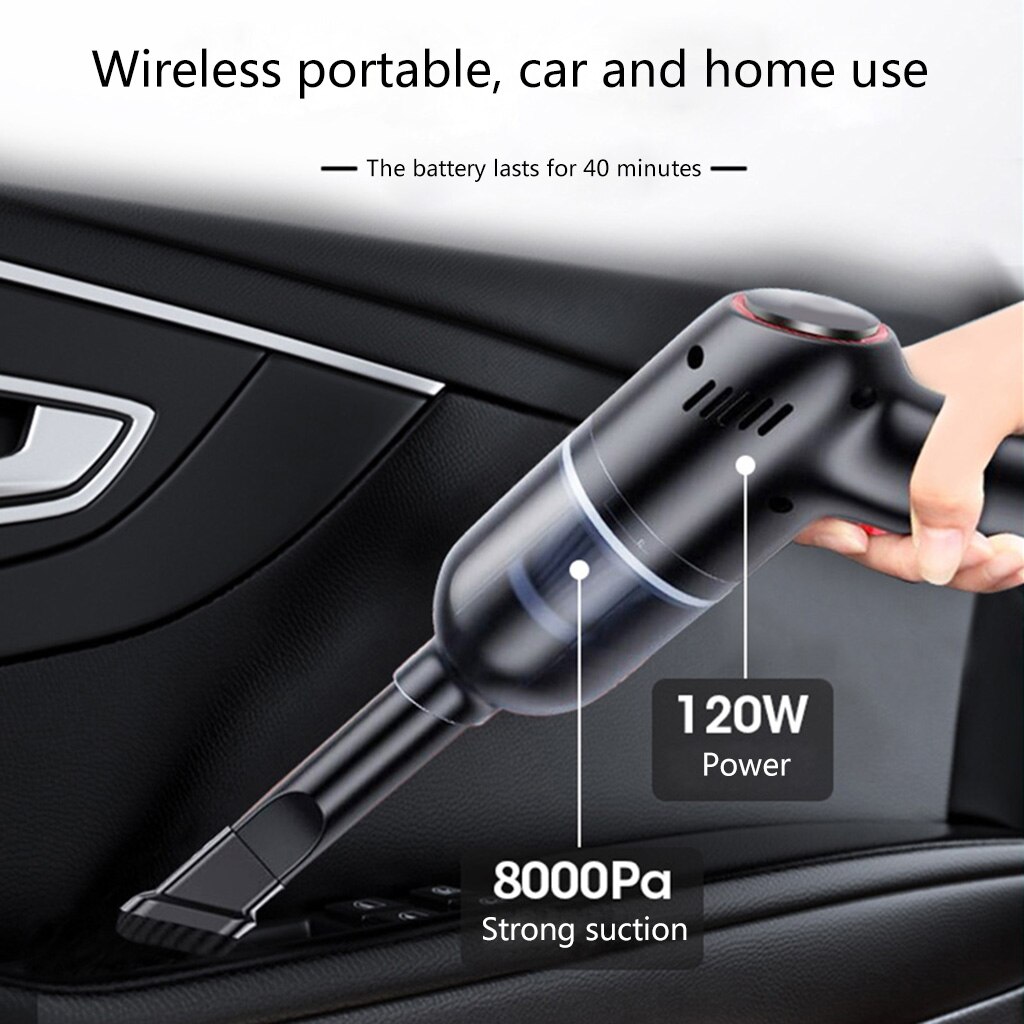 USB Aufladbare kabellos 8000Pa 120W Handheld kabellos Auto Staubsauger für SUV Lkw Hause Büro Haustier Haus Computer klavier
