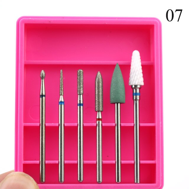 6 stücke Keramik Diamant Nagel Bohrer mischen Bits einstellen Fräsen Cutter für Manikübetreffend Elektrische Maschine Pedikübetreffend Gitter Nagel Kunst Zubehör: 07
