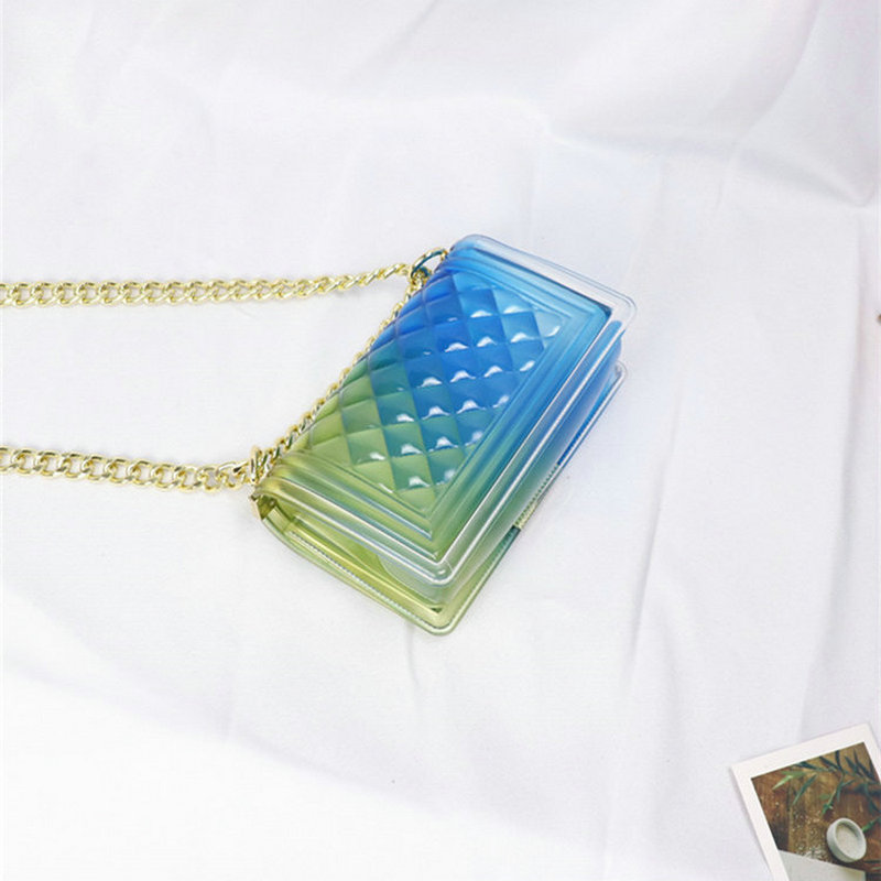 Clear Colorful Transparent Jelly Bag Gradient Candy Color Crossbody Bags Ladies Shoulder Chain Messenger Bag Sg69