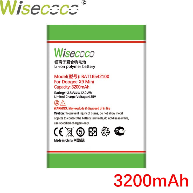 WISECOCO 3200mAh BAT16542100 Battery For DOOGEE X9 MINI Smart Phone Battery+Tracking Number