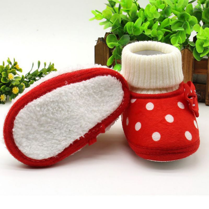 Bebe Wieg Sneeuw Breien Booty Baby Meisje Strik Fleece Snowboots Mocassin Laarsjes Prinses Schoenen