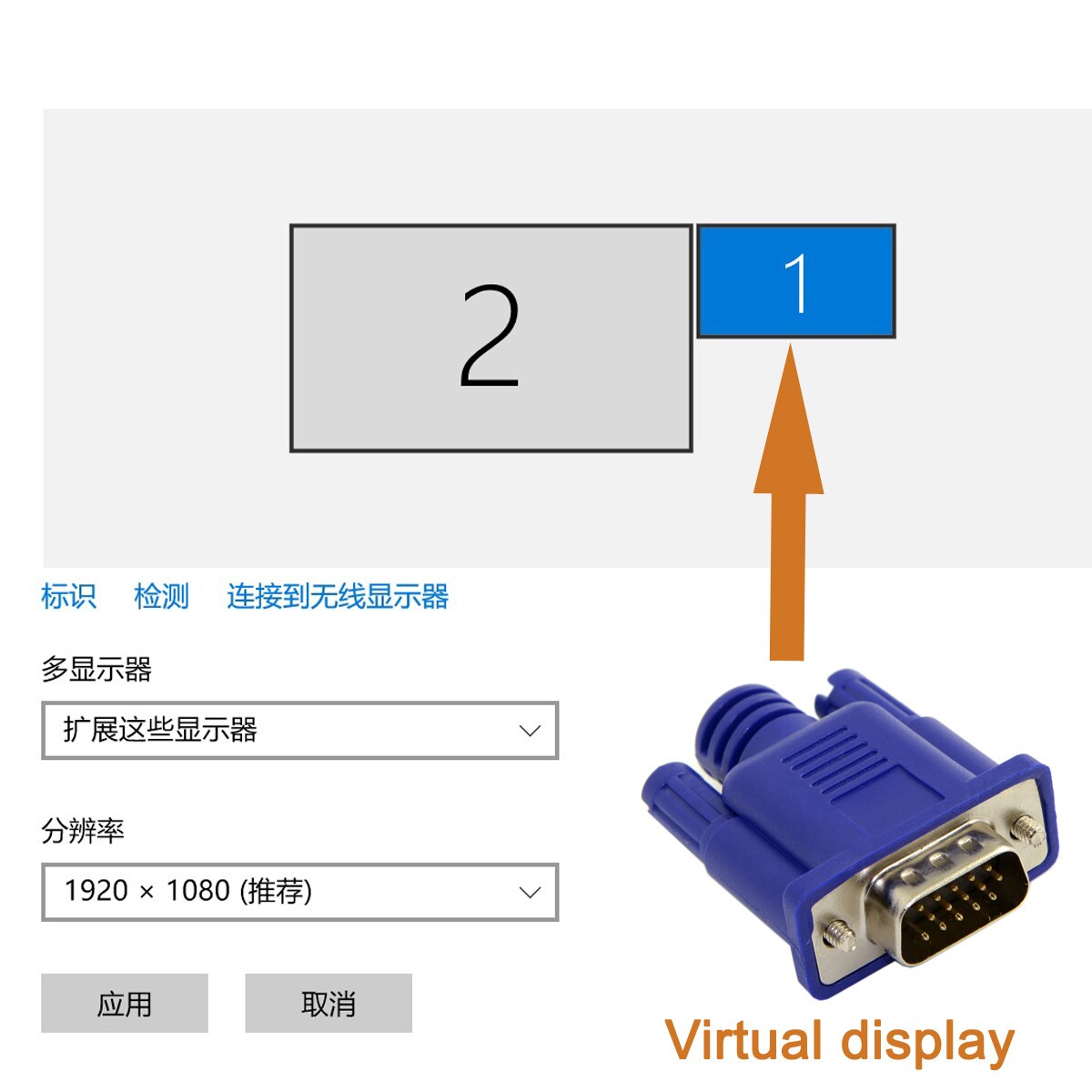 Virtual Display Adapter VGA RGB Monitor Dummy Plug Headless Ghost Display Emulator 1920x1080p@60Hz