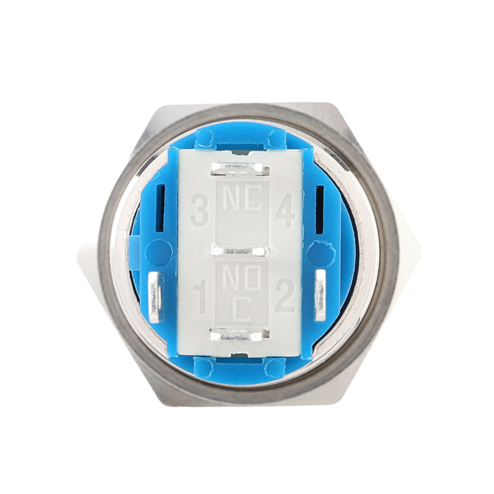 Interruptor de botón momentáneo con luz LED azul de 16mm y 12V para automóvil con arnés de enchufe trasero, interruptor de botón de bocina de altavoz de 5 pines